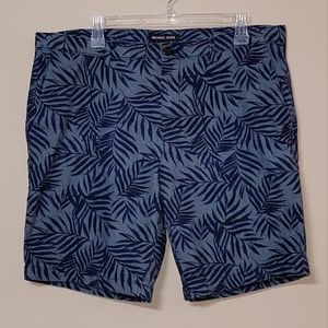 Michael Kors Men's Palm Print Stretch Smokey Blue Spring Shorts Size 36 MSRP $89